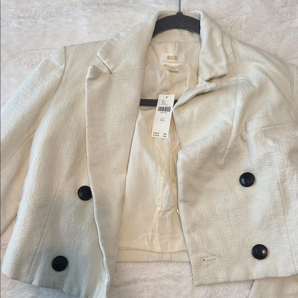 Maeve Anthropologie Women's Cream Cropped Jacket